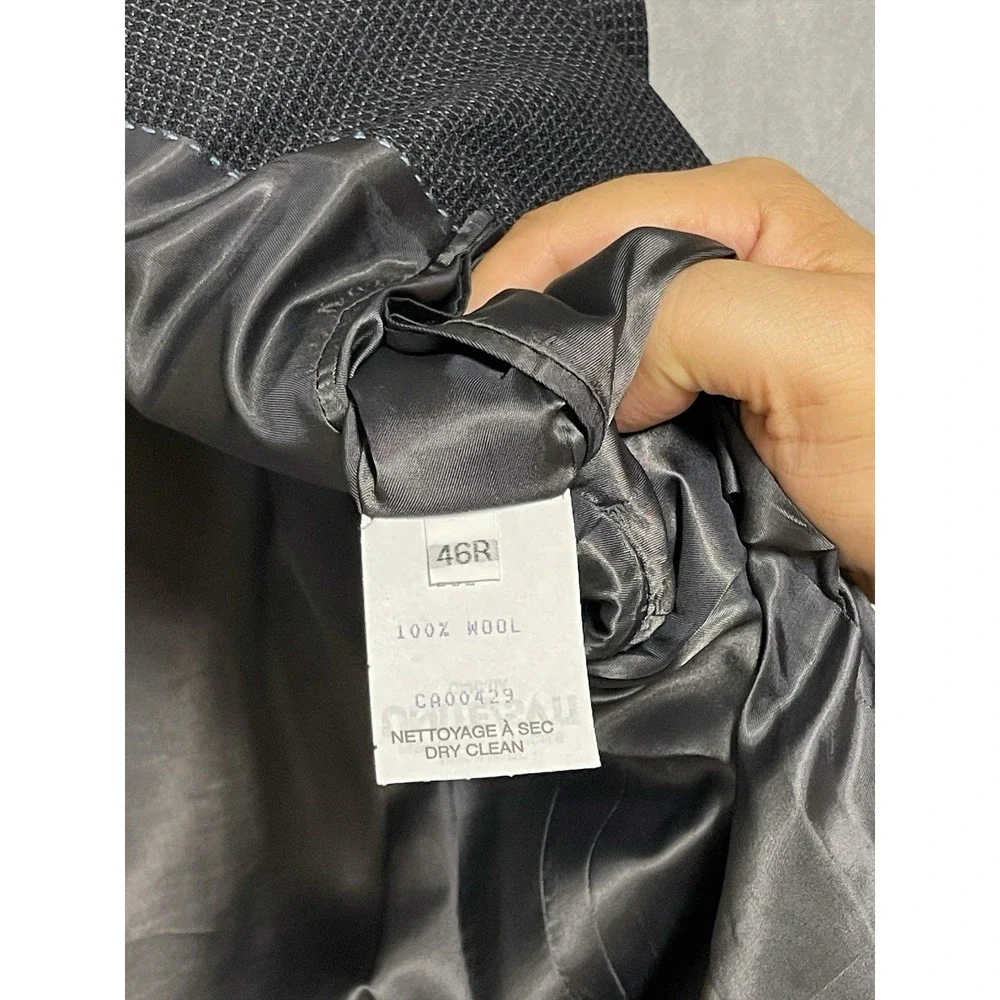 Peter Millar Blazer Men 46R‎ Blue Gray Micro Check Flannel Textured Coat Luxury